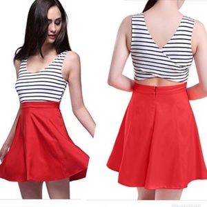 Omeya Wanshida Open Back Nautical Stripe Dress M